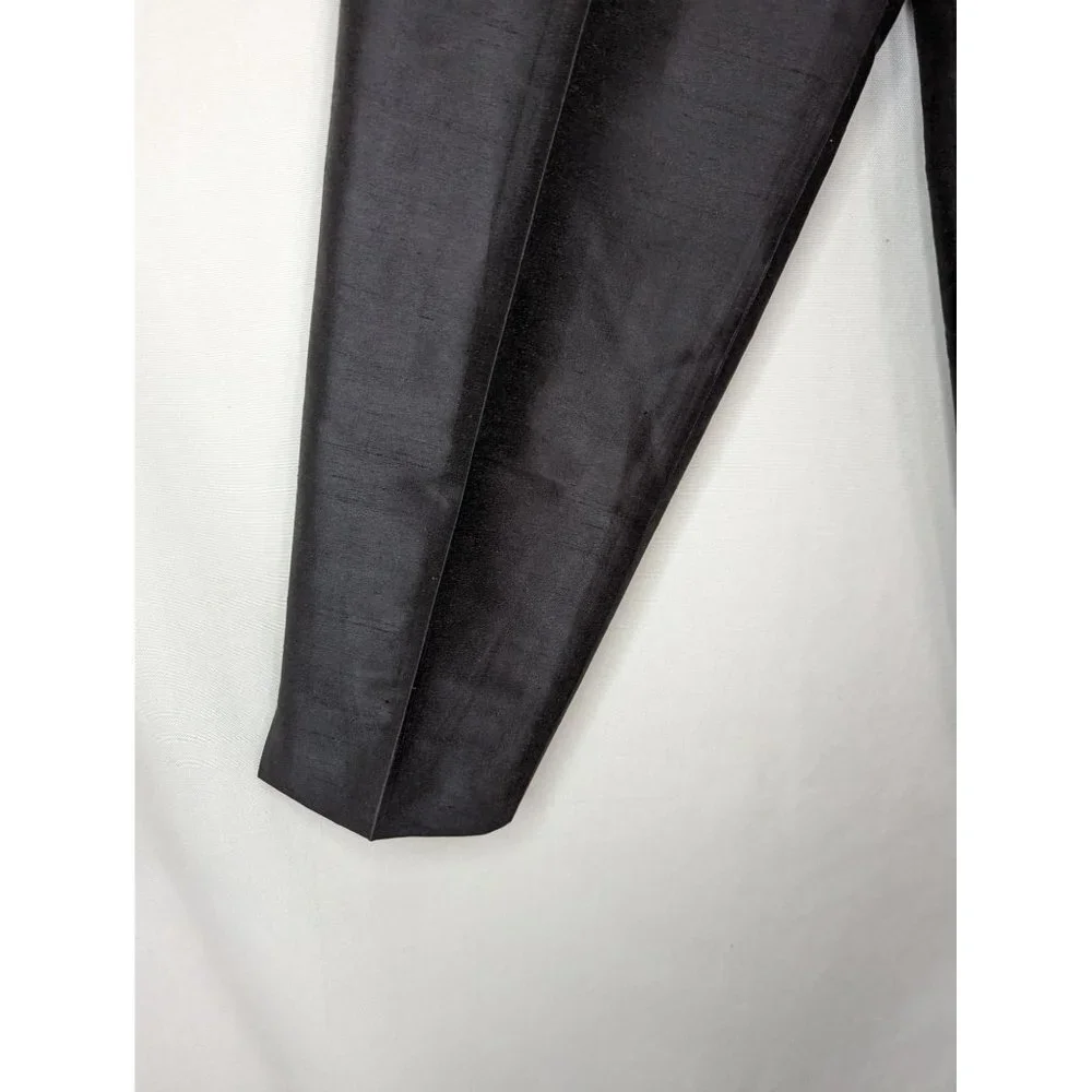 Talbots‎ Womens Silk Trouser Pants High Rise Straight Leg Black Size 10 Petite